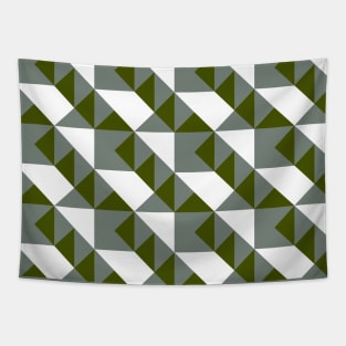 ’Zangles’ - in Mid-Grey and Moss Green on a White base Tapestry