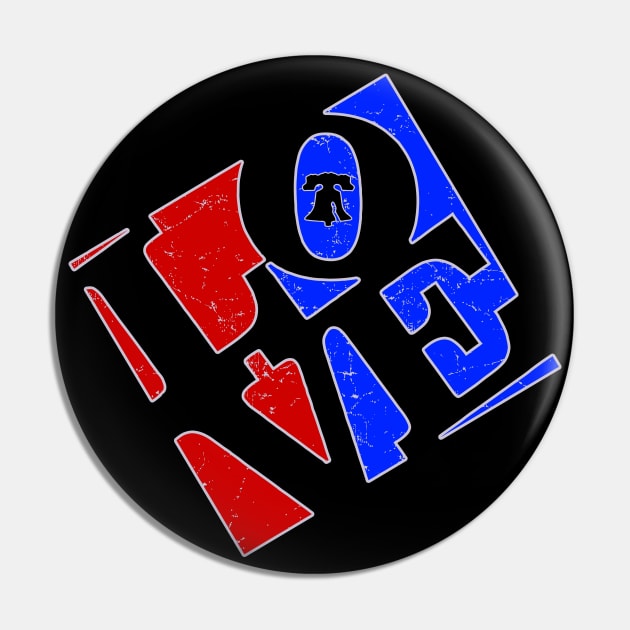 Philly Love Red White and Blue Liberty Bell Philadelphia Favorite Pin by TeeCreations