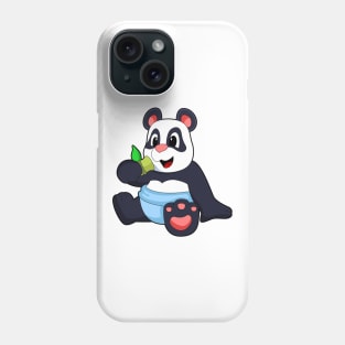 Panda as Baby with Bambus Phone Case