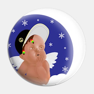 Rasta angel in snow globe Pin