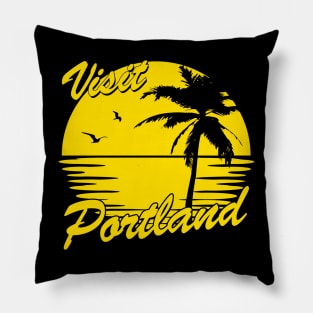 Visit Portland - sunset Pillow