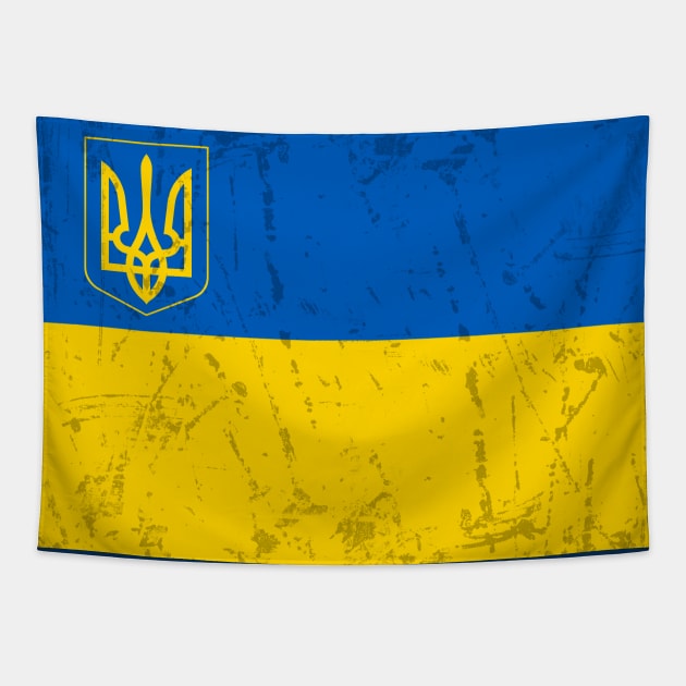 Vintage Ukrainian Flag Trident Tapestry by Scar