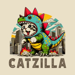 Catzilla Strikes Again: Funny Cat Dressed as Godzilla Tee T-Shirt