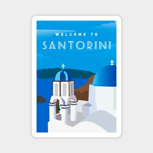 Santorini, Greece - retro travel poster Magnet
