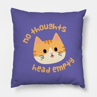 No Thoughts Orange Cat Pillow