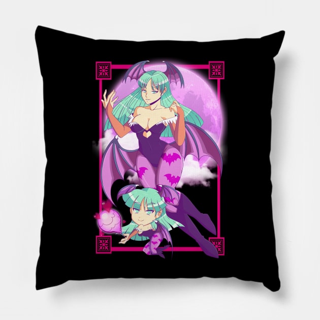 Morrigan & Chibi Morrigan Pillow by SenpaiLove