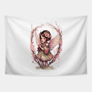 Cherry Blossom Flower Fairy Girl Cute Japanese Cicely Mary Barker Tapestry