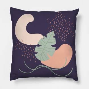 Abstract shapes lines and leaf digital design illustration Pillow
