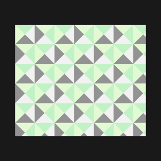 Mint Green Grey Geometric Triangles T-Shirt