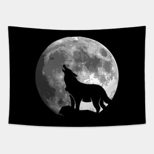 Wolf Silhouette on the moon gift for women and men Tapestry