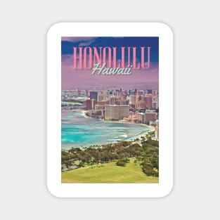 Honolulu Hawaii Travel Poster Magnet