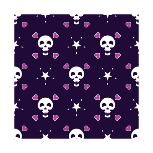 Skulls with hearts and stars T-Shirt