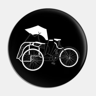 Becak Rickshaw White Outline Pin