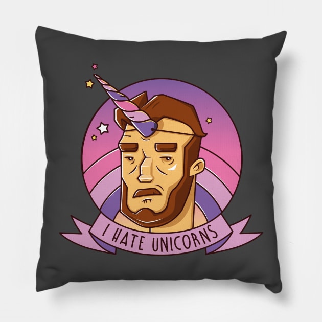 I Hate Unicorns Pillow by HilaryShady