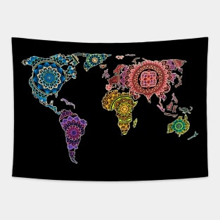 Mandalas Worldmap Tapestry