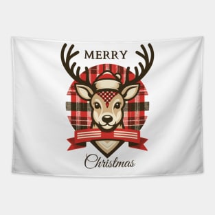 plaid christmas Reindeer Tapestry