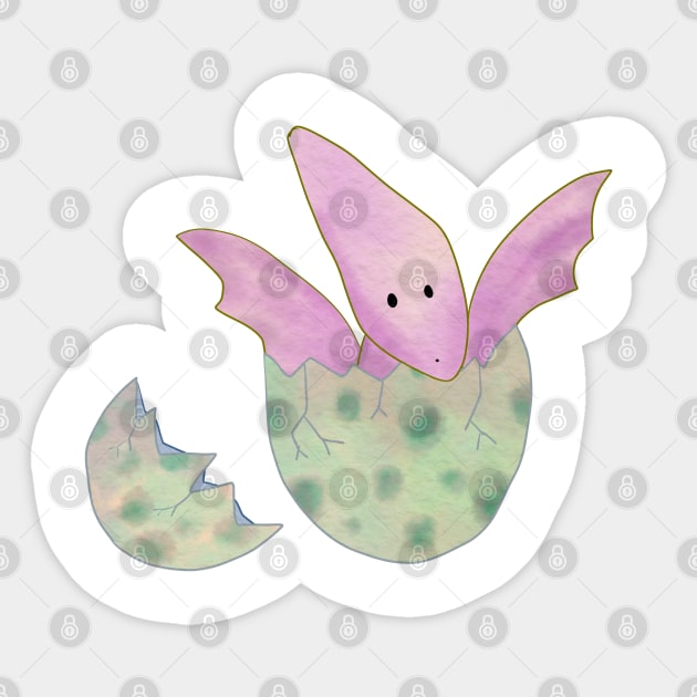 Cute baby pterodactyl dinosaur hatching from an egg - Cute Baby Pterodactyl  - Posters and Art Prints