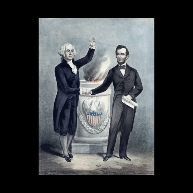 Washington and Lincoln Shaking Hands by warishellstore