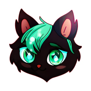 Black cat with green hair T-Shirt