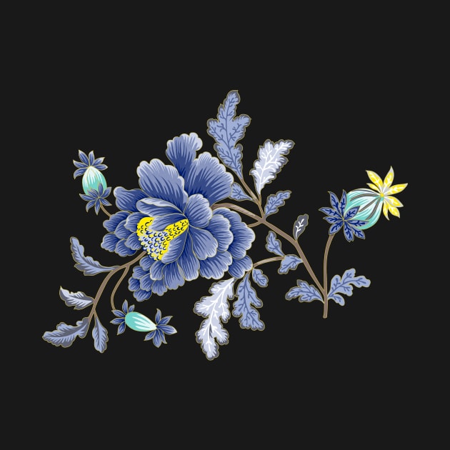 Blue Oriental Florals by greenoriginals