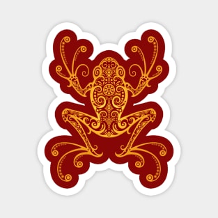 Intricate Red and Yellow Tree Frog Magnet