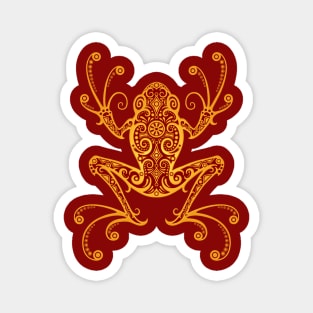 Intricate Red and Yellow Tree Frog Magnet