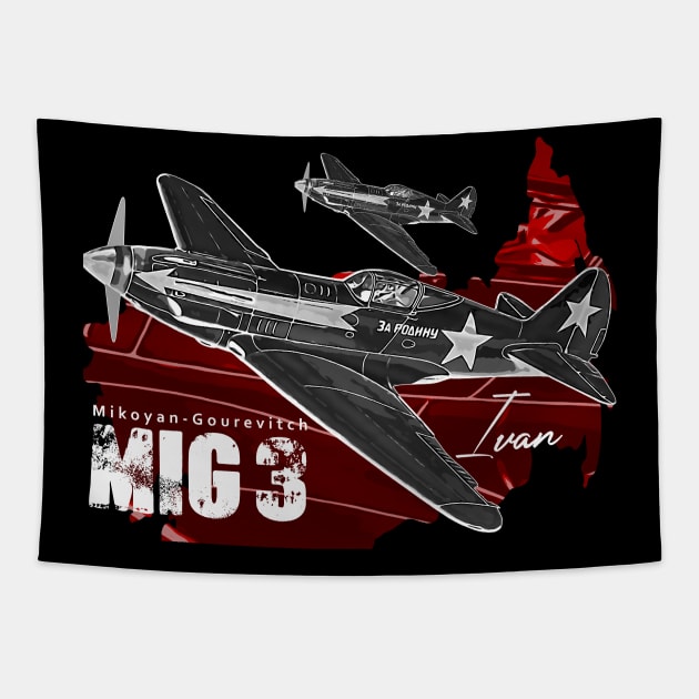 Mikoyan-Gurevich MiG-3 Russian Vintage Aircraft Tapestry by aeroloversclothing