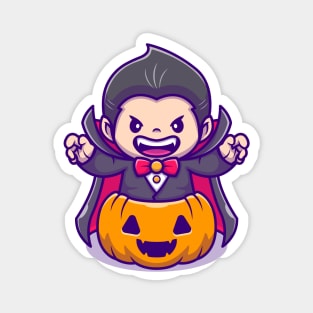 Cute Dracula In Pumpkin Magnet