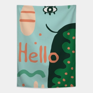 Geometric Elephant Greeting: a playful blend of shapes and a warm welcome Tapestry