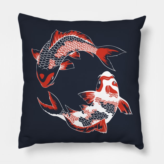 Koi Duo - White Pillow by kellyoconnell