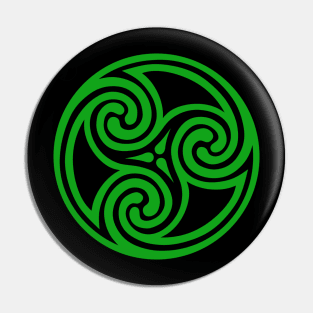 Green Celtic Triple Spiral Pin