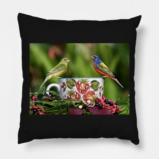 Painted Bunting Birds Pillow