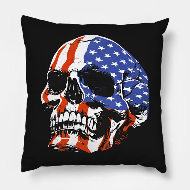 American skull patriotic Pillow by mehdime