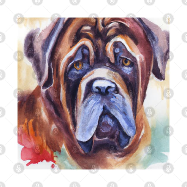 Mastiff Watercolor Painting - Dog Lover Gifts by Edd Paint Something