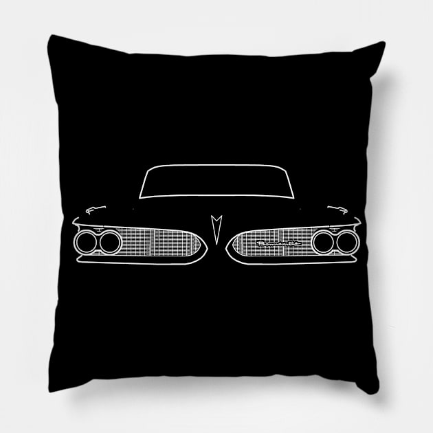 Pontiac Bonneville 1959 classic car white outline graphic Pillow by soitwouldseem