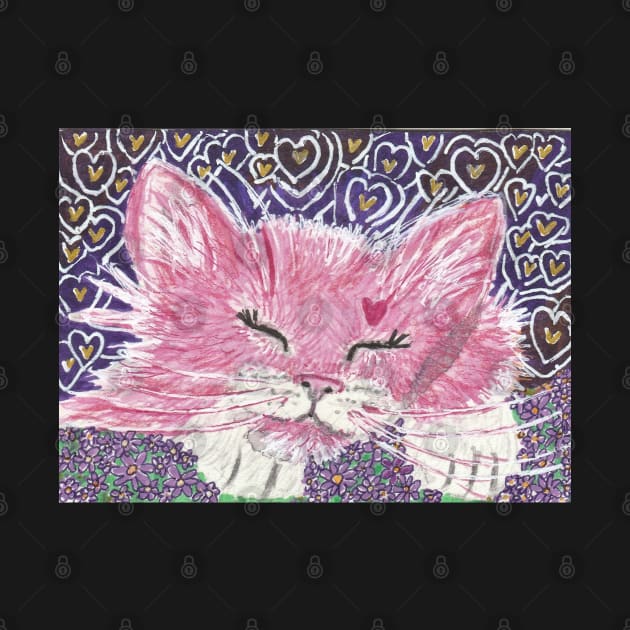 Sleeping Pink cat by SamsArtworks