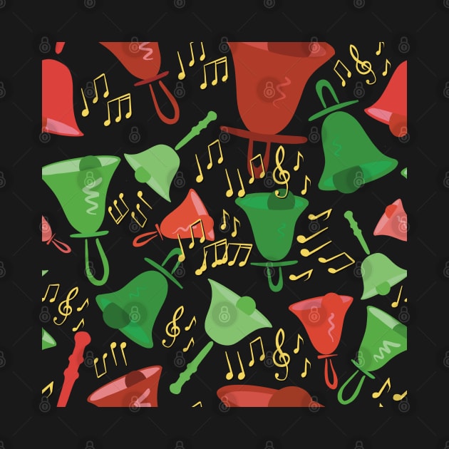 Christmas Colorful Handbells And Notes Holiday Pattern by SubtleSplit