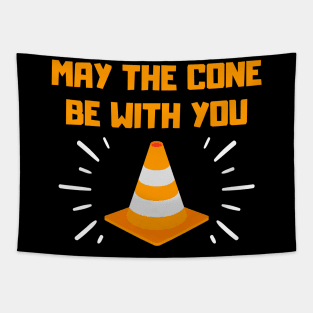 May The Cone Be With You Traffic Cone Tapestry