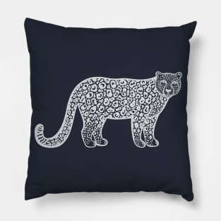 Snow Leopard - detailed big cat drawing Pillow