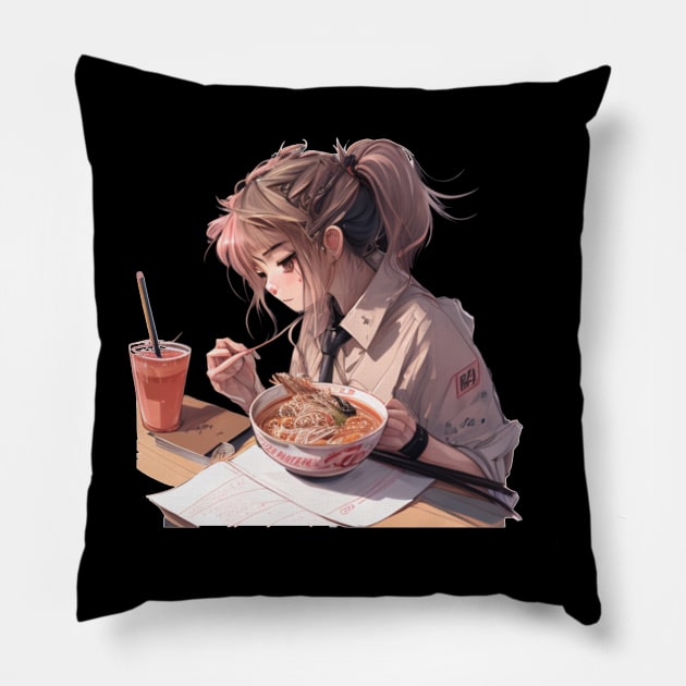 Japanese Ramen Anime Girl Pillow by TriHarder12