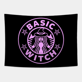 Basic Witch Pink Halloween Goth Coffee Pentagram Tapestry