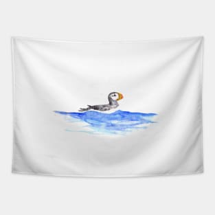 horned puffin Tapestry