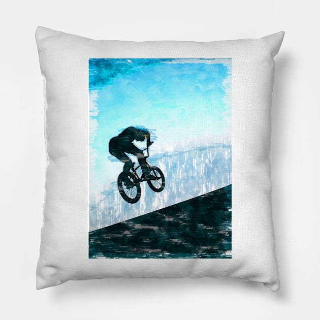 Minimal BMX Silhouette. For BMX lovers. Pillow by ColortrixArt