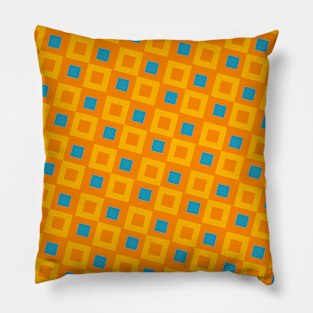 Orange Blue Pastel Square Pattern Pillow