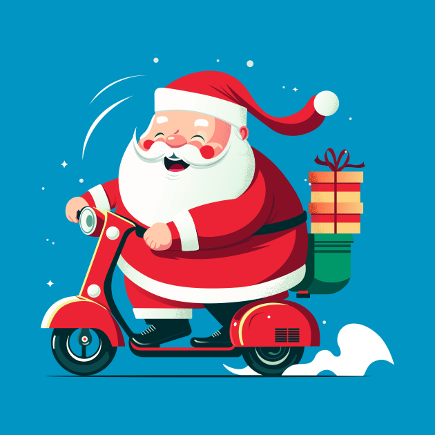 Happy Santa Claus delivery gifts with Motorcycle by JORDYGRAPH