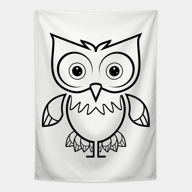 Cute Owl drawing illustration Tapestry by michony
