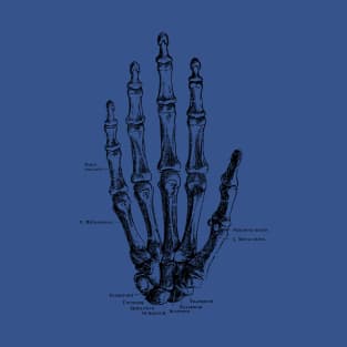 Hand Skeletal Diagram - Vintage Anatomy Poster T-Shirt