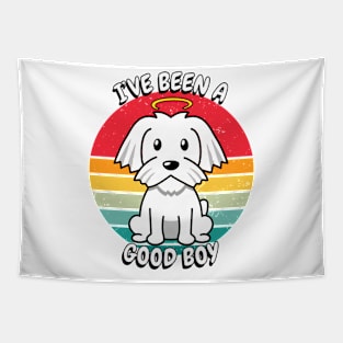 Cute white dog is a good boy Tapestry