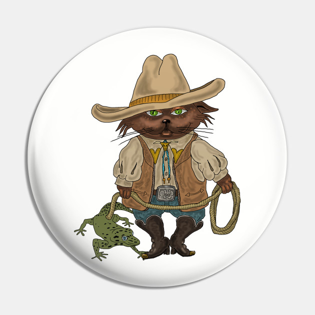 Cowboy Cat Cartoon Cats Pin Teepublic