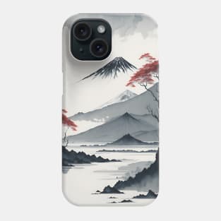 Serene Mount Fuji Sunset - Peaceful River Scenery Phone Case